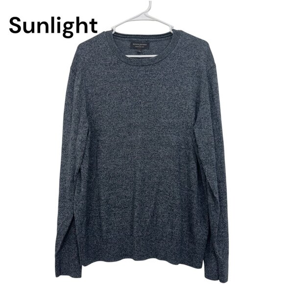 Banana Republic Men Premium Luxe Yarn Black-Gray Sweater SZ L Pullover Crew Neck - Picture 1 of 14